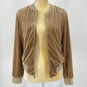 ABS by Allen Schwartz Front Zip Velvet Bomber Jacket Women's Small